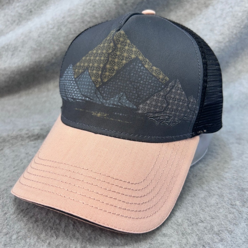 Mountain Graphic Women Peach PrAna Trucker Hat Mesh Snapback OSFM
